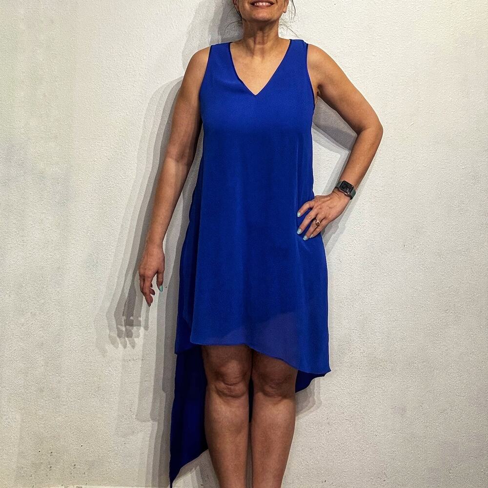 Express Royal Blue Sleeveless Asymmetrical Dress Sz M